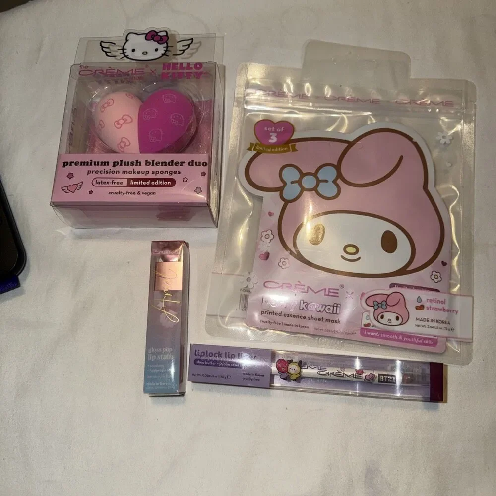 Hello Kitty Premium Plush Blender Duo Creme Shop MakeupSponge, Lip Stain,ETC New